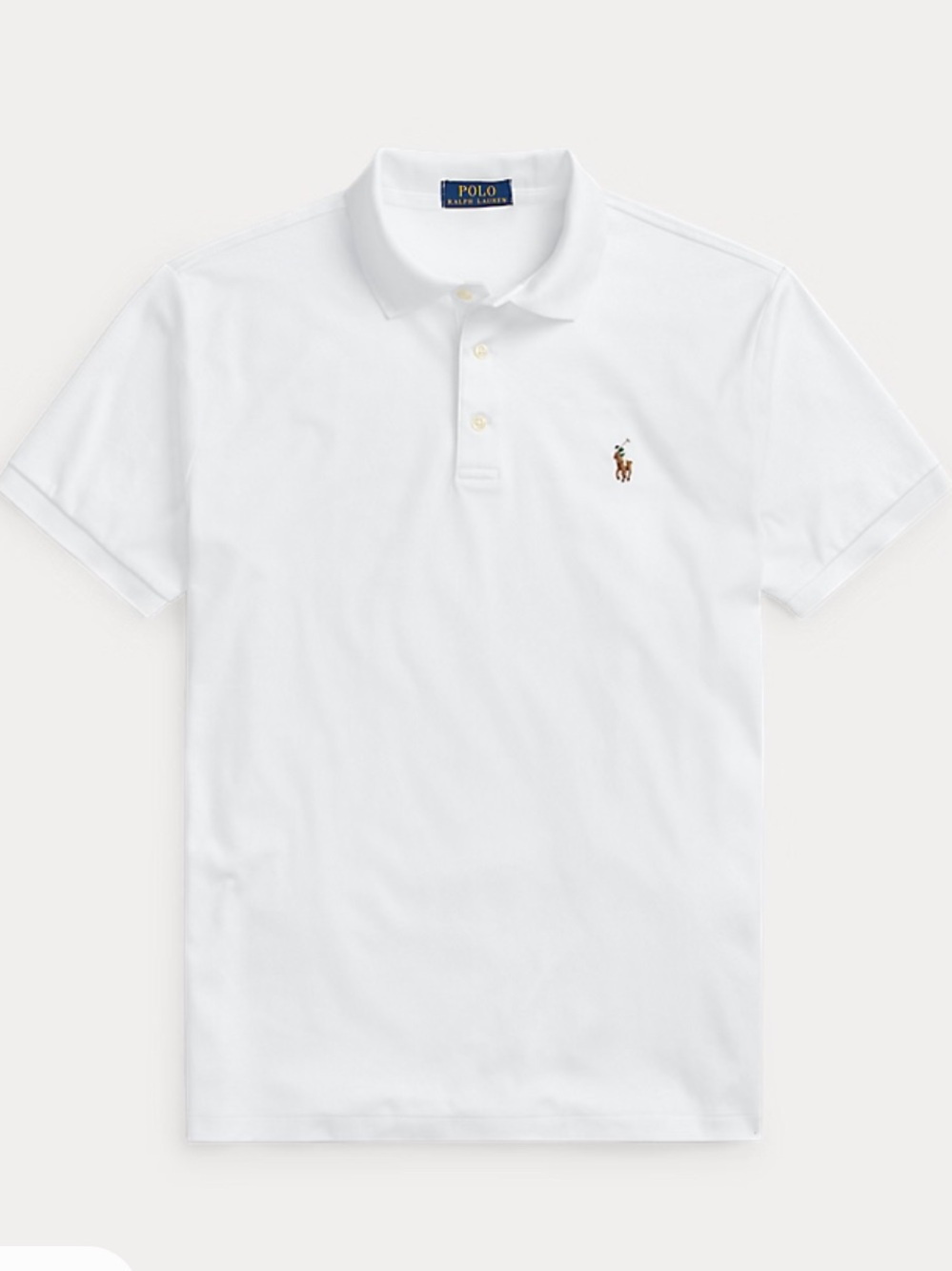 Ralph Lauren Slim Fit White Polo with Signature Pony